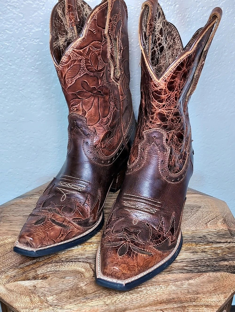 Ariat Point Ryder Western Boot Floral Leather Boots US 6.5 B